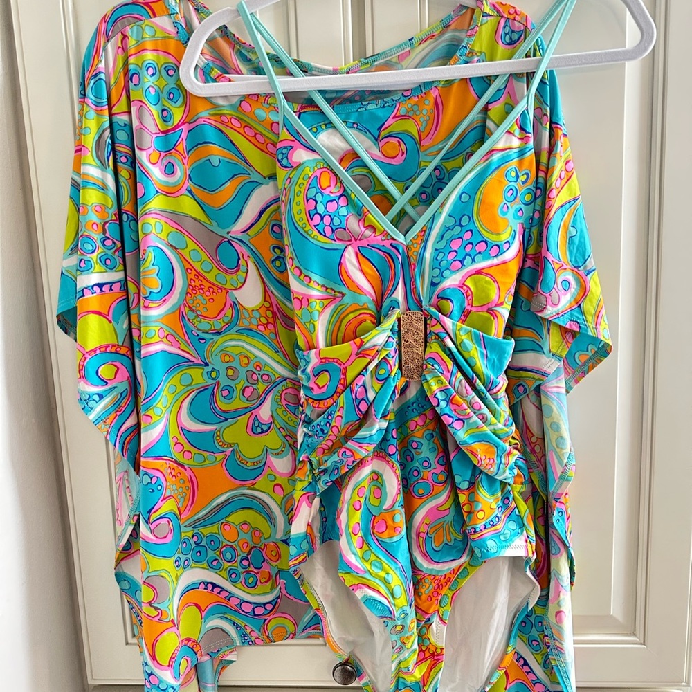 Trina Turk Bright Turquoise Multicolor Paisley One-Piece Swimsuit